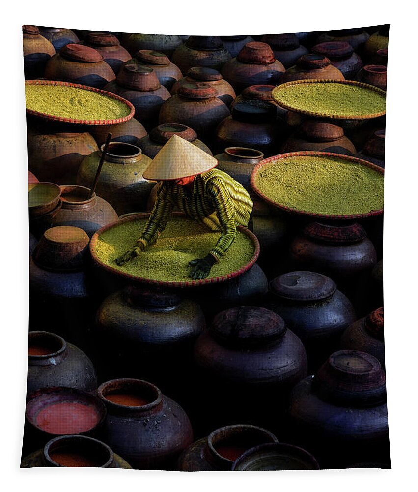 Spring Tapestry featuring the photograph Traditional soy sauce craft #6 by Khanh Bui Phu