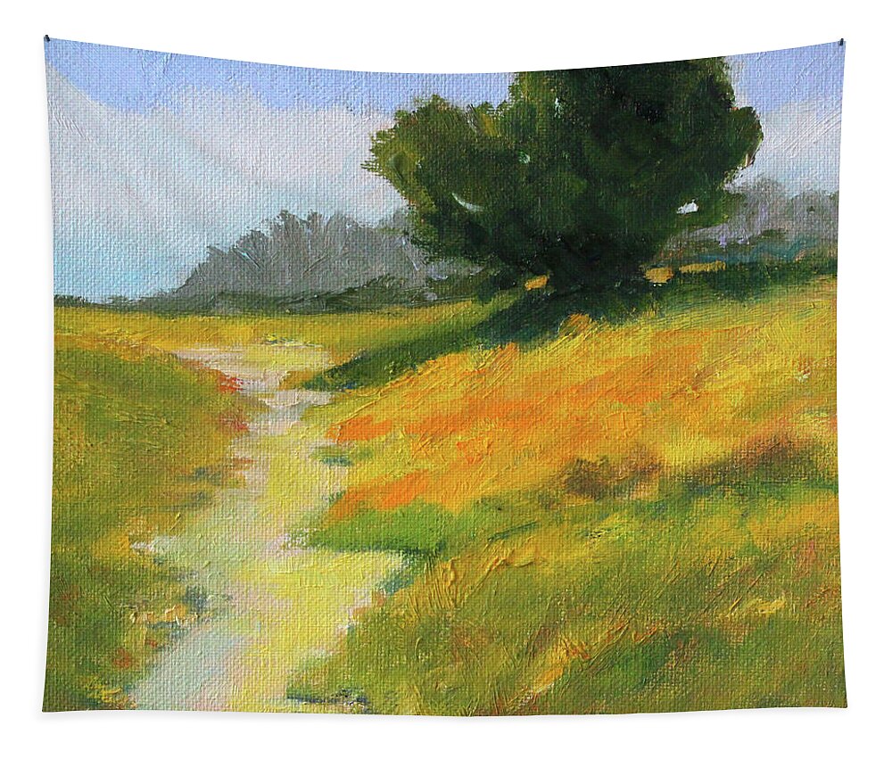 Beach Trail Tapestry featuring the painting Trail to the Beach by Nancy Merkle