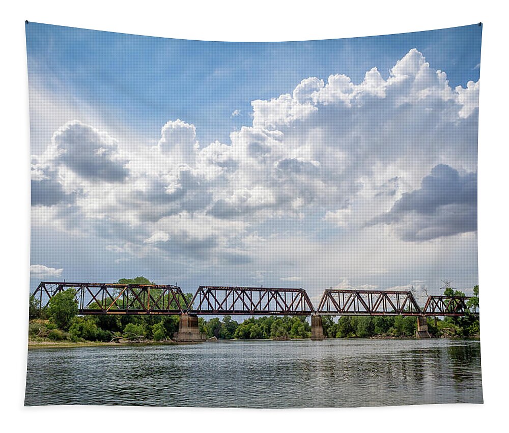 River Tapestry featuring the photograph Train Bridge over American River by Gary Geddes