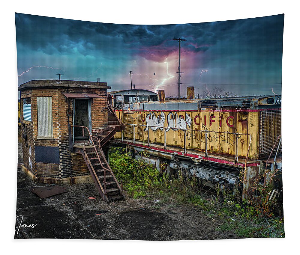 Tapestry featuring the photograph Train Graveyard by Brian Jones