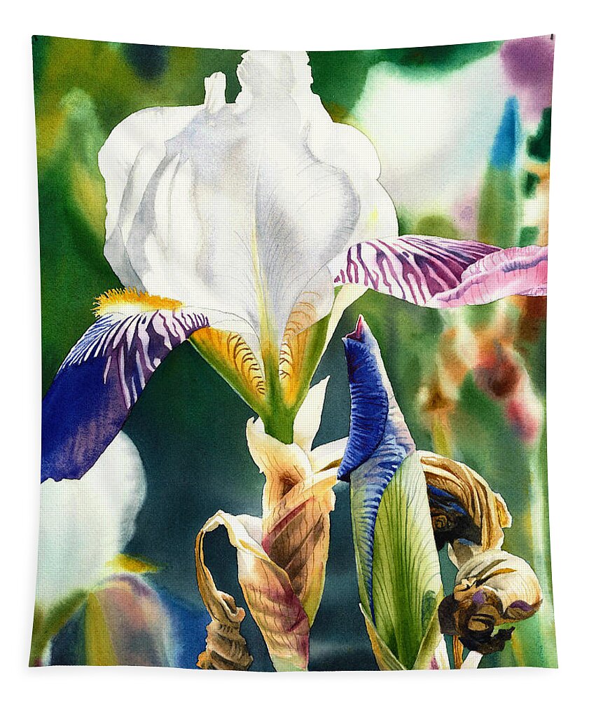 Iris Tapestry featuring the painting Translucent Iris by Espero Art