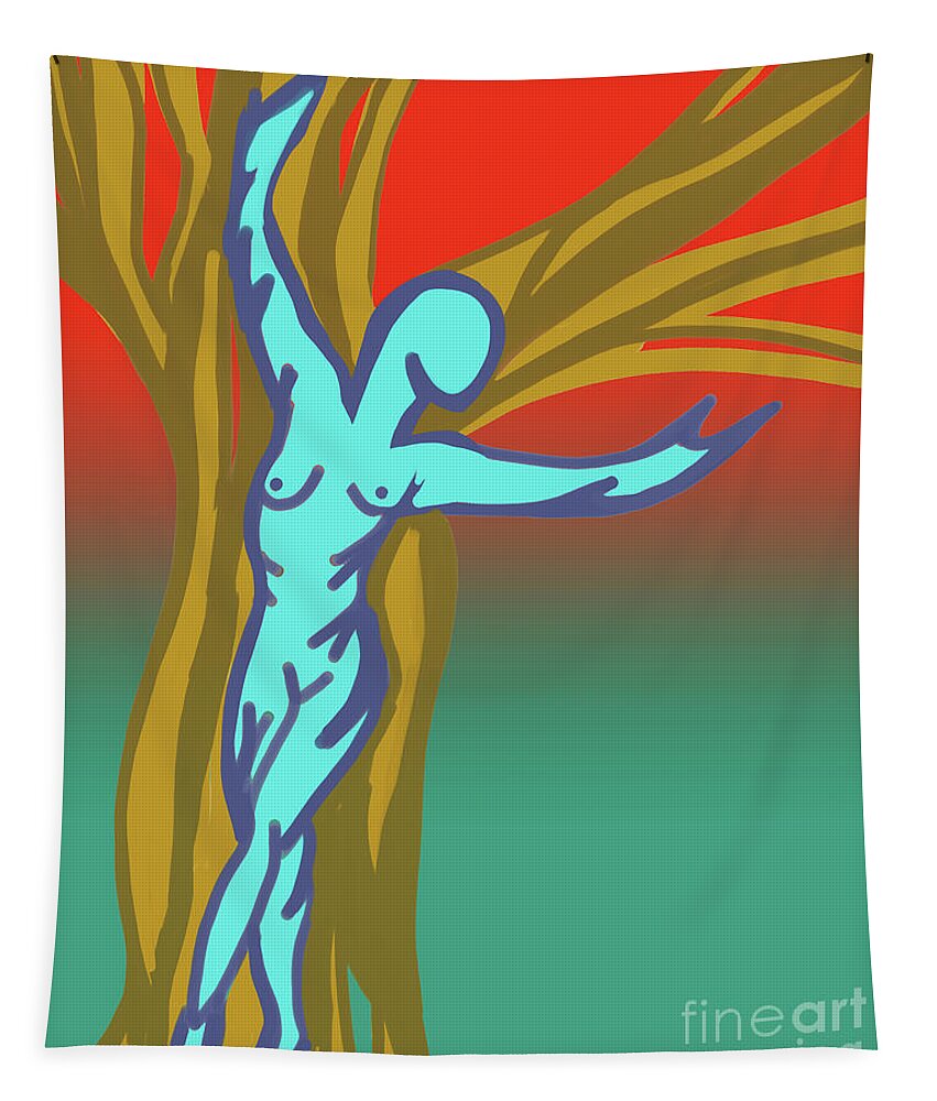 Canada Tapestry featuring the digital art Tree Goddess by Mary Mikawoz