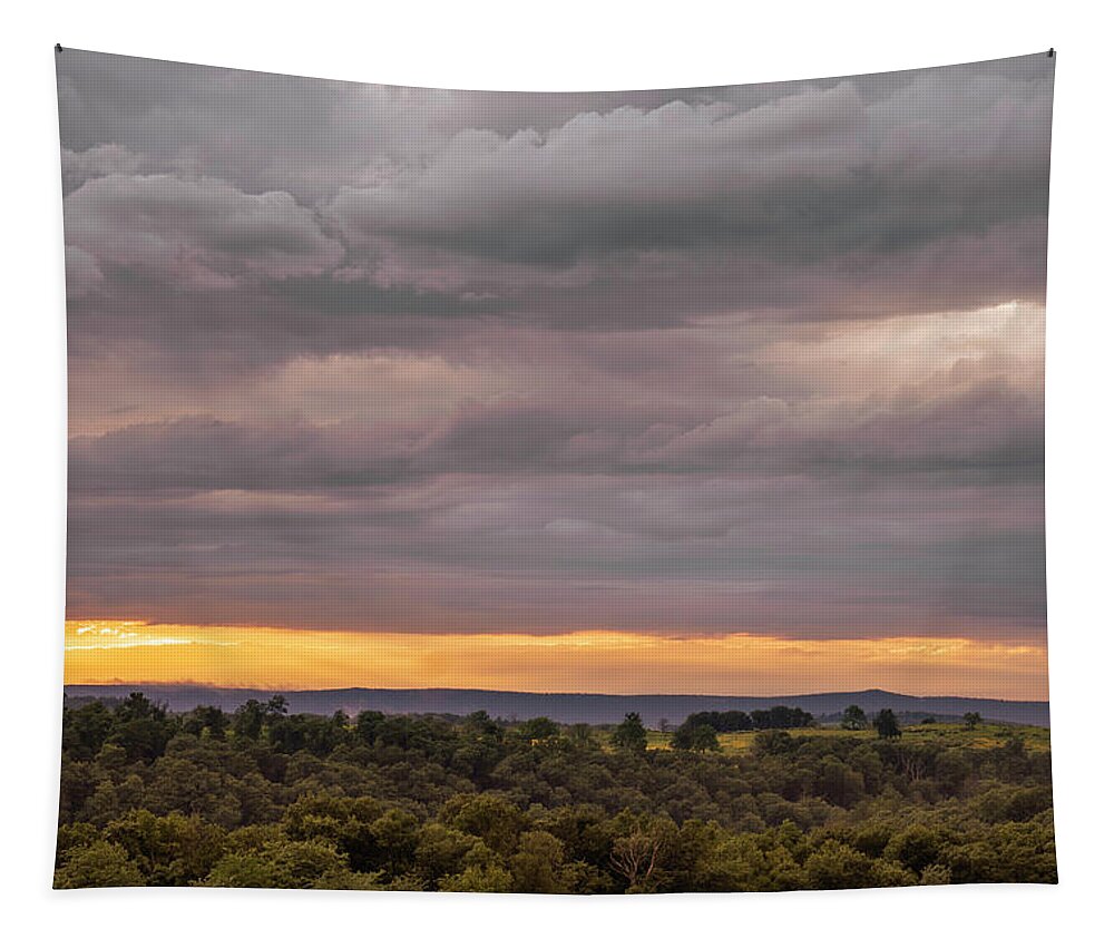 Trexler Tapestry featuring the photograph Trexler Nature Preserve Cloudscape Sunset July by Jason Fink