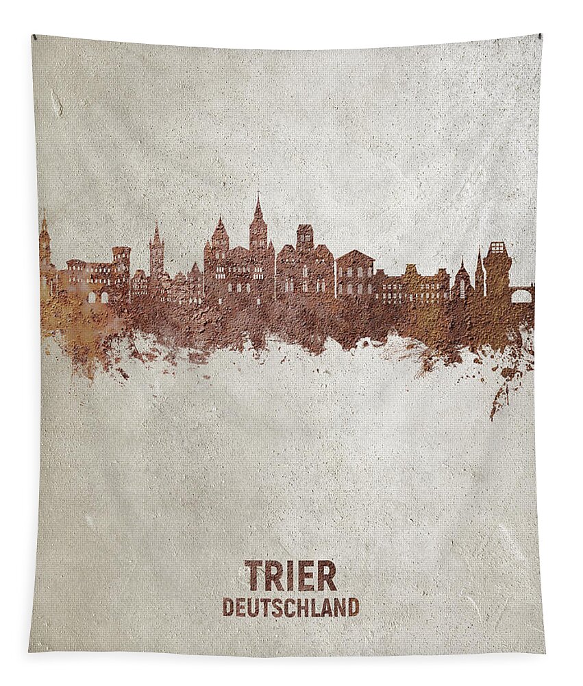 Trier Tapestry featuring the digital art Trier Germany Skyline #51 by Michael Tompsett