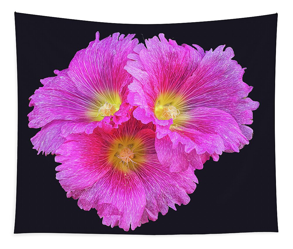  Tapestry featuring the photograph Triple Hollyhocks by Al Judge
