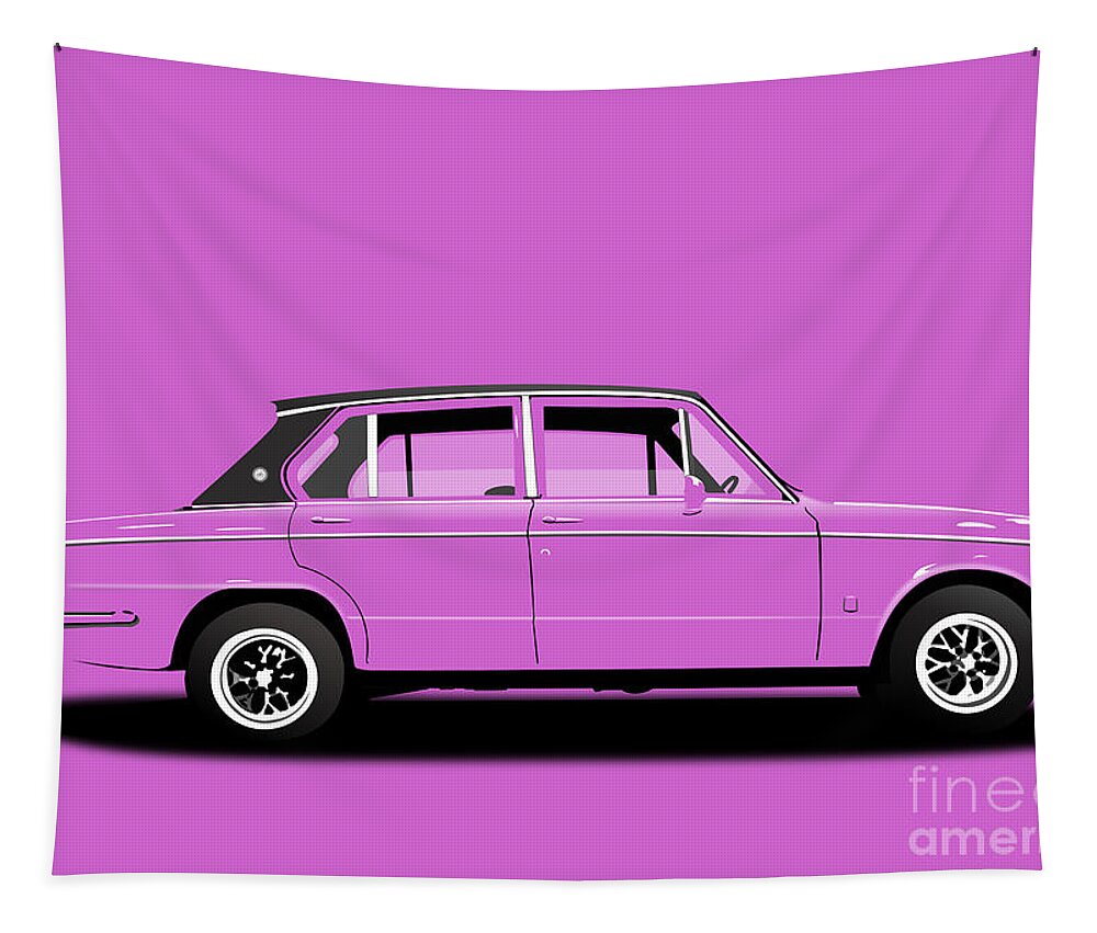 Sports Car Tapestry featuring the digital art Triumph Dolomite Sprint. Pink Edition. Customisable to YOUR colour choice. by Moospeed Art