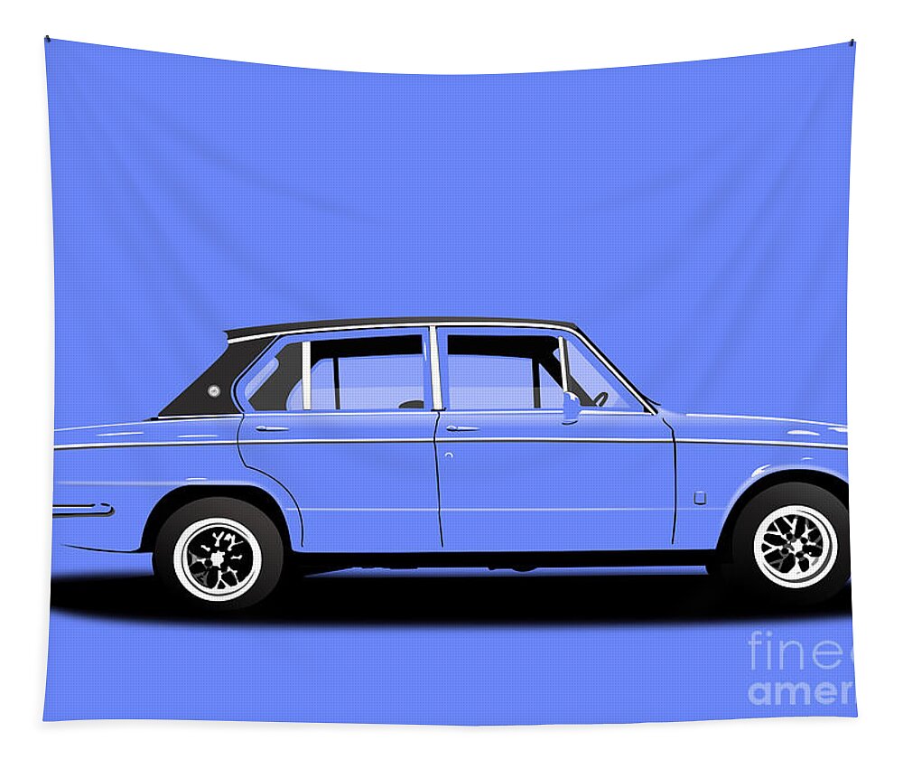 Sports Car Tapestry featuring the digital art Triumph Dolomite Sprint. Sky Blue Edition. Customisable to YOUR colour choice. by Moospeed Art