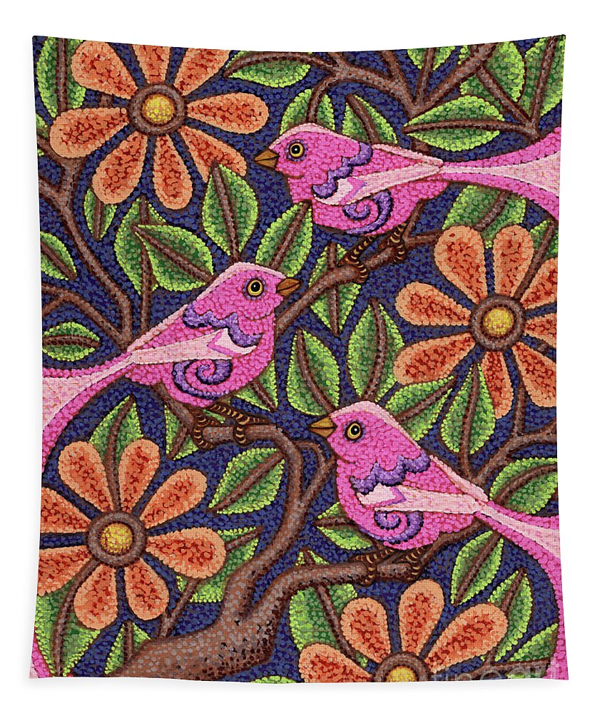 Bird Tapestry featuring the painting Troika by Amy E Fraser