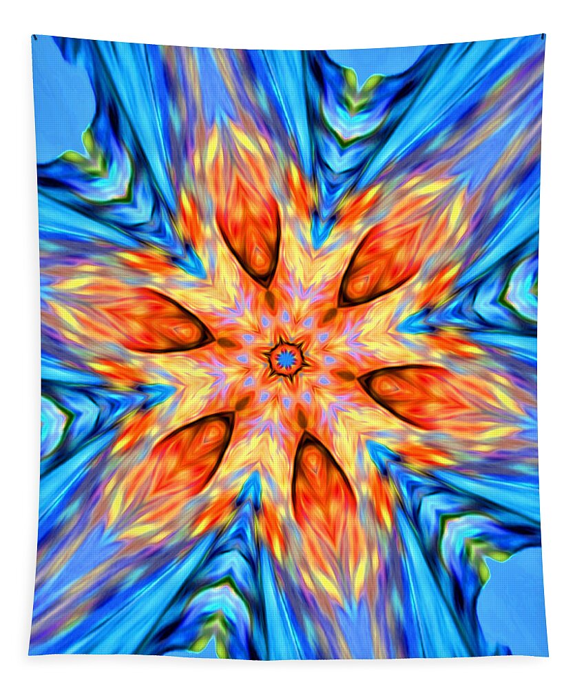 Abstract Tapestry featuring the digital art Tropical Fire Flower - Abstract by Ronald Mills