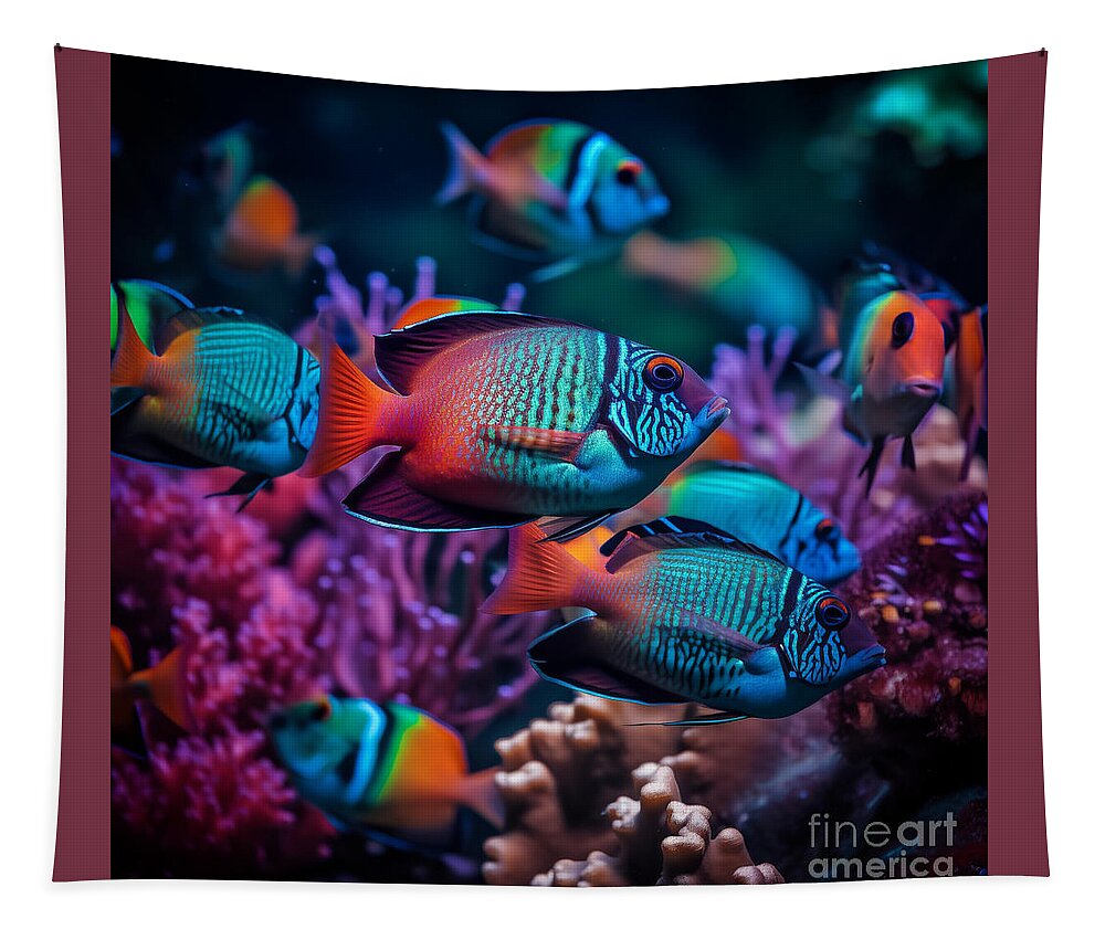 Tropical Tapestry featuring the digital art Tropical Fish IV by Jay Schankman