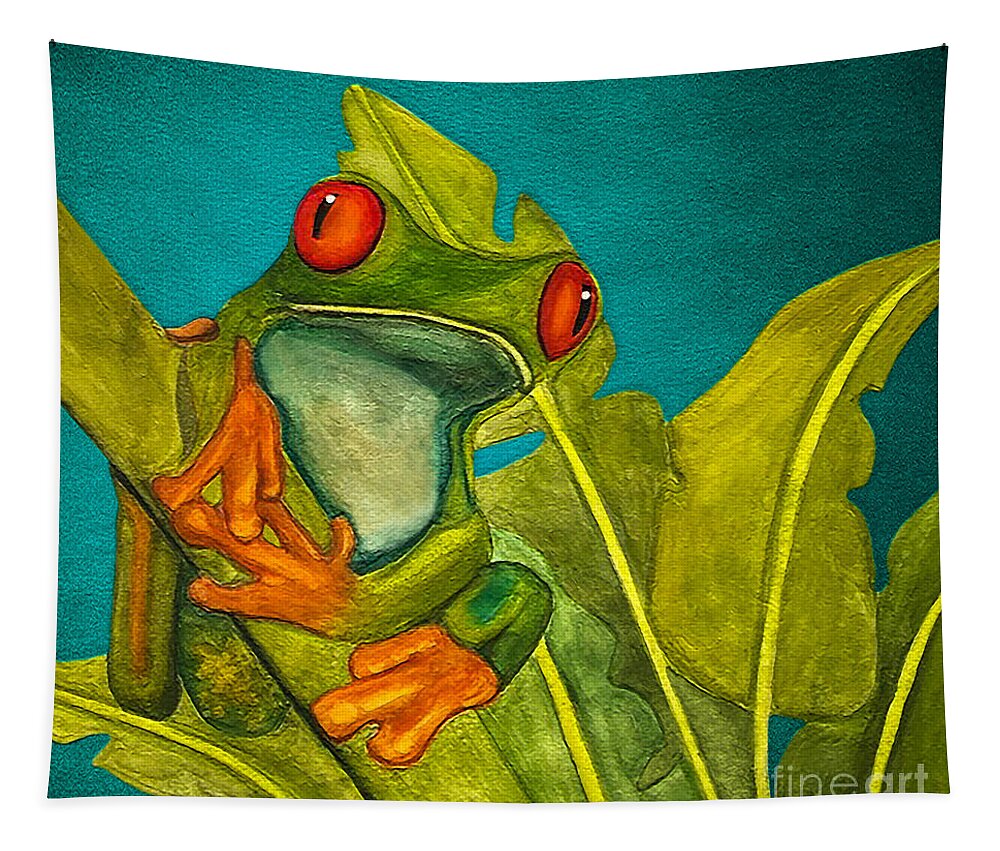 Ants Tapestry featuring the painting Tropical Frog V1 by Marty's Royal Art