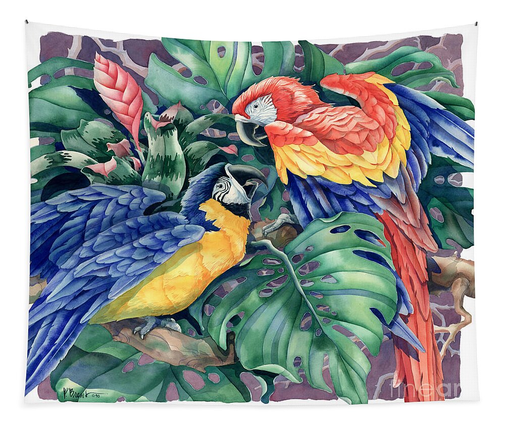 Watercolor Tapestry featuring the painting Tropical Garden I by Paul Brent