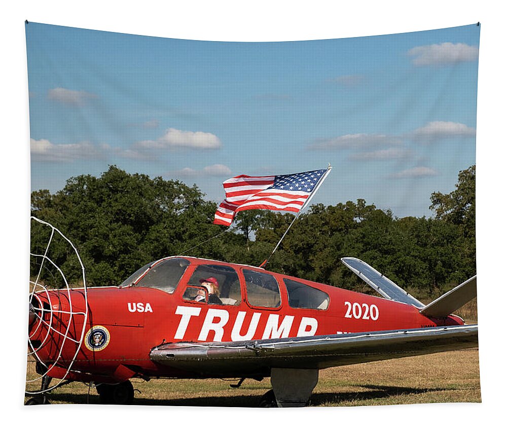  Tapestry featuring the photograph Trump Plane 3 by Johnny Boyd
