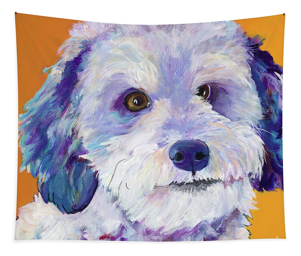 Toy Poodle Tapestry featuring the painting Tucker by Pat Saunders-White