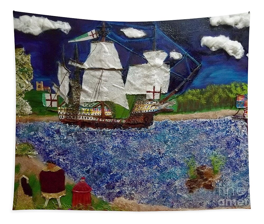 Ship Tapestry featuring the mixed media Tudor Rose by David Westwood