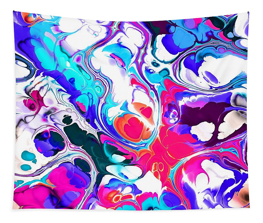 Colorful Tapestry featuring the digital art Tukiman - Funky Artistic Colorful Abstract Marble Fluid Digital Art by Sambel Pedes