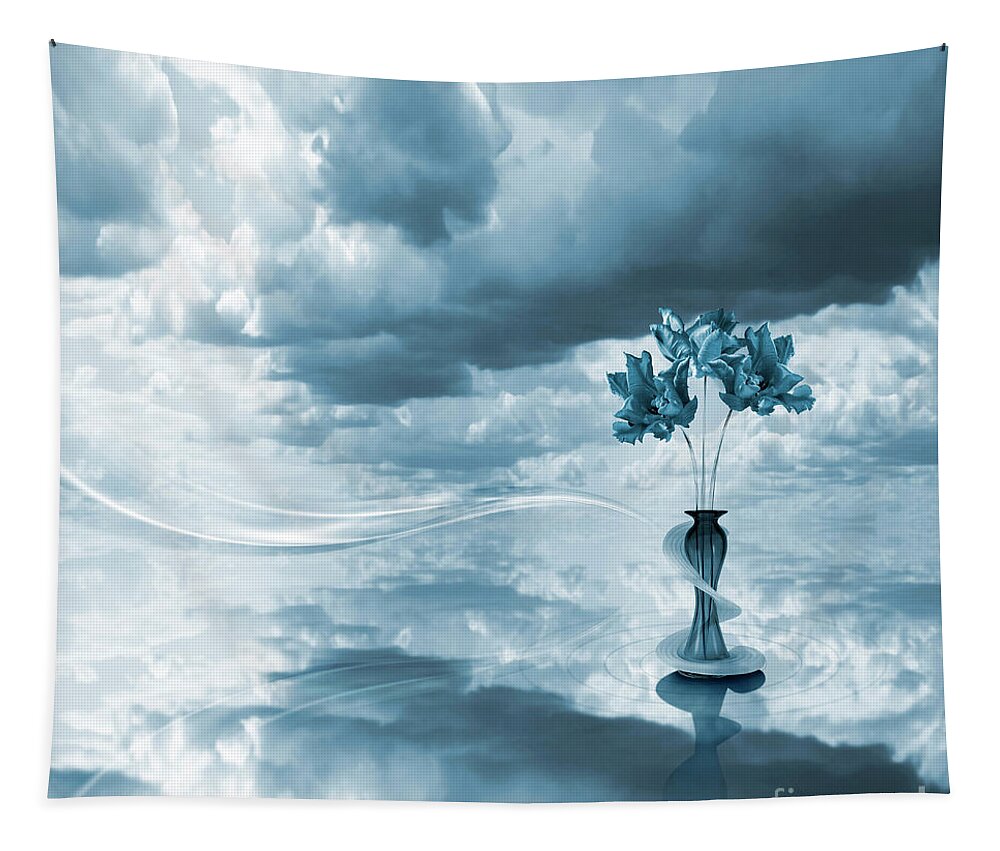 Movement Tapestry featuring the digital art Tulips in the sky by Johnny Hildingsson