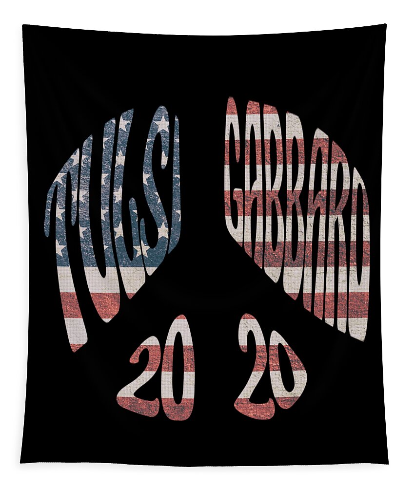 Election Tapestry featuring the digital art Tulsi Gabbard Peace in 2020 US Flag by Flippin Sweet Gear