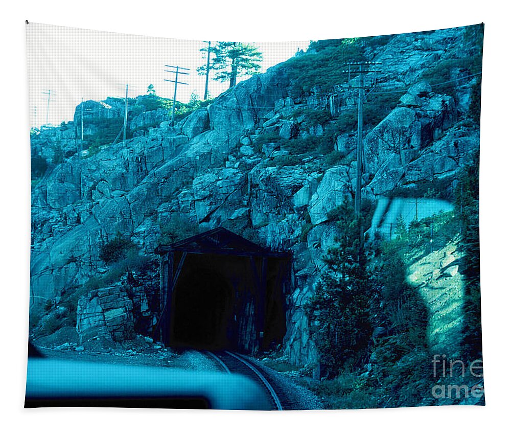 Train Tapestry featuring the photograph VINTAGE RAILROAD - Donner Summit Tunnels by John and Sheri Cockrell