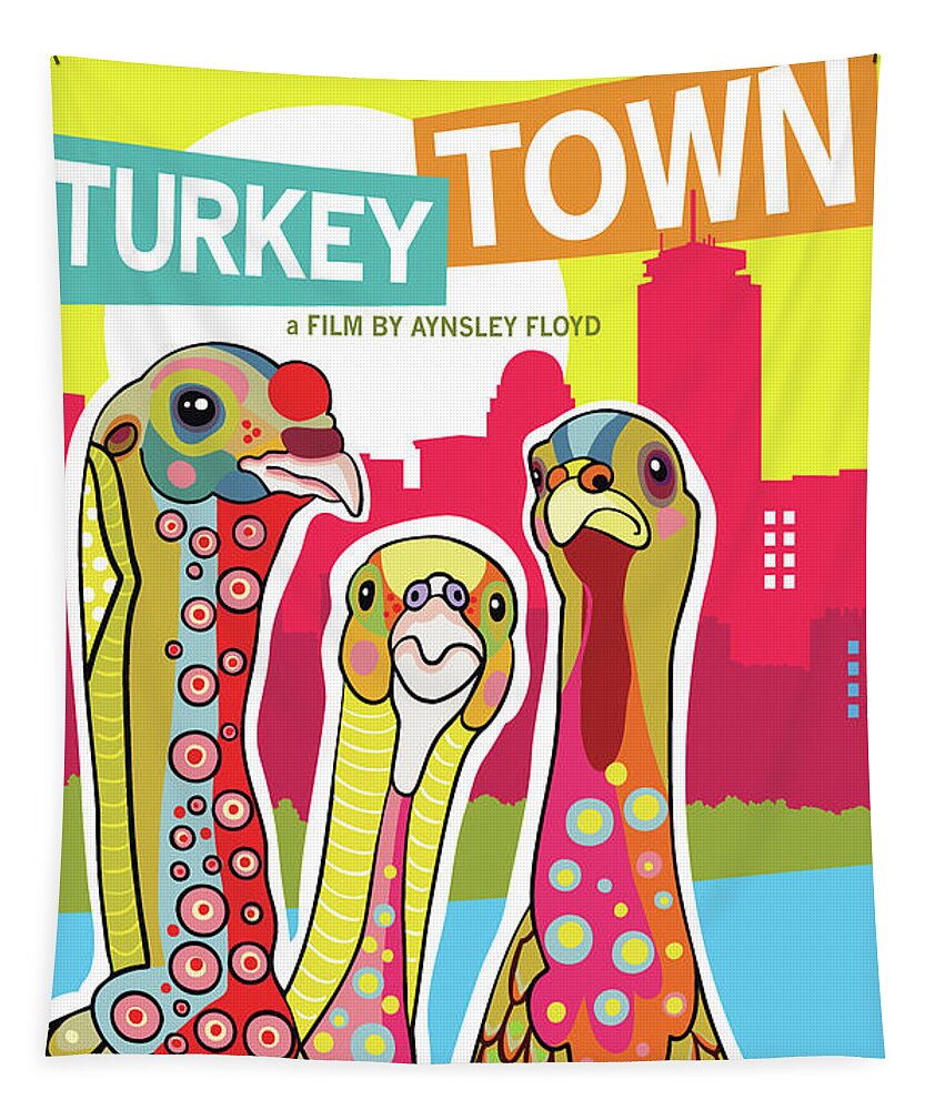  Tapestry featuring the digital art Turkey Town by Caroline Barnes
