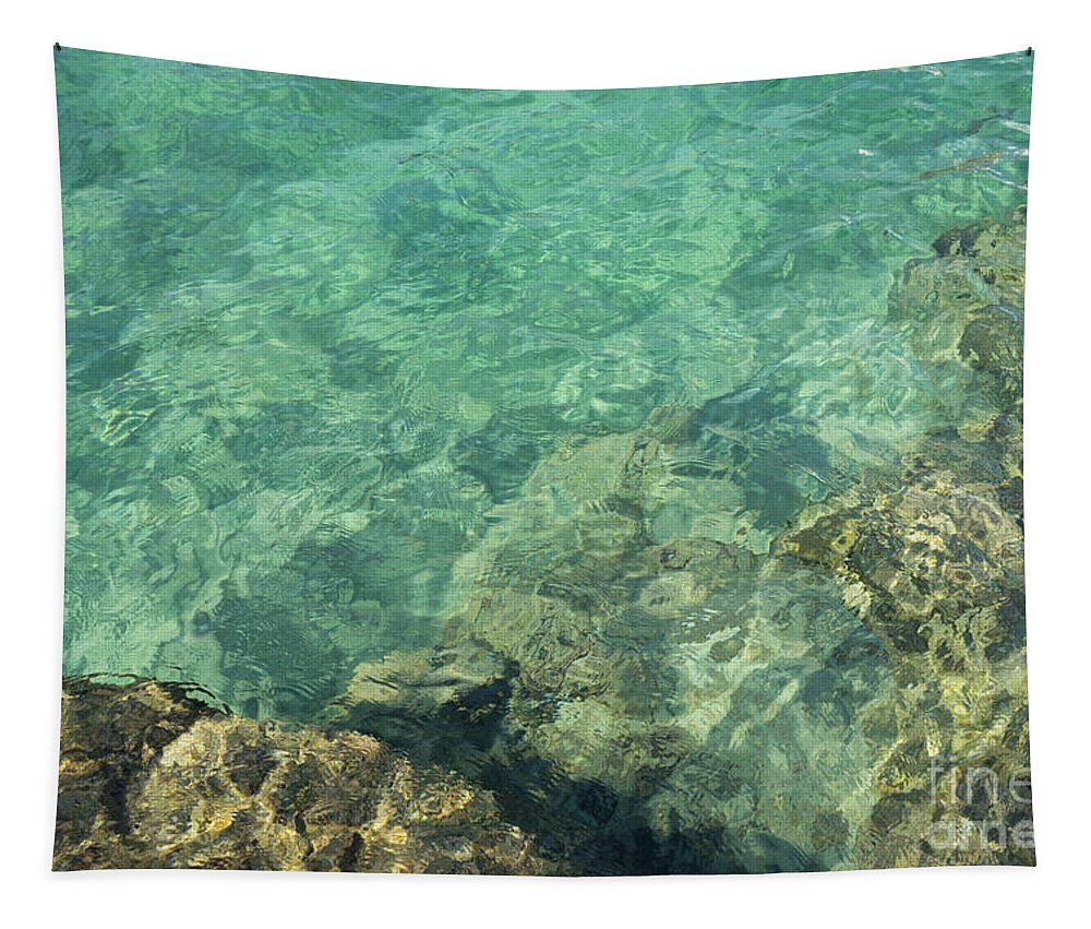 Turquoise Tapestry featuring the photograph Turquoise blue water on the Mediterranean coast by Adriana Mueller