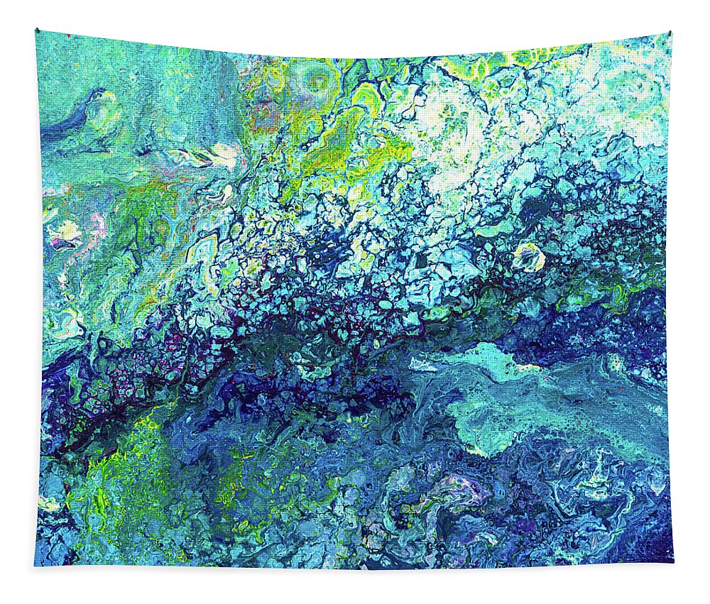 Turquoise Tapestry featuring the painting Turquoise Flow by Maria Meester