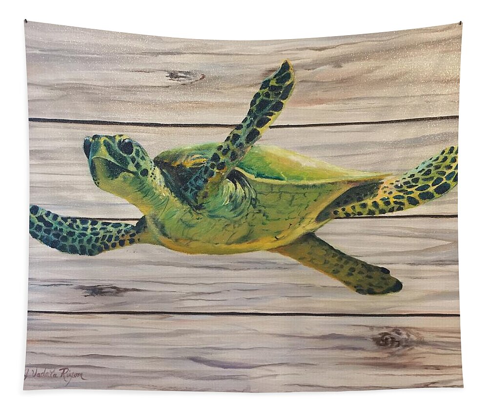 Sea Turtle Tapestry featuring the painting Turtle Time by Judy Rixom