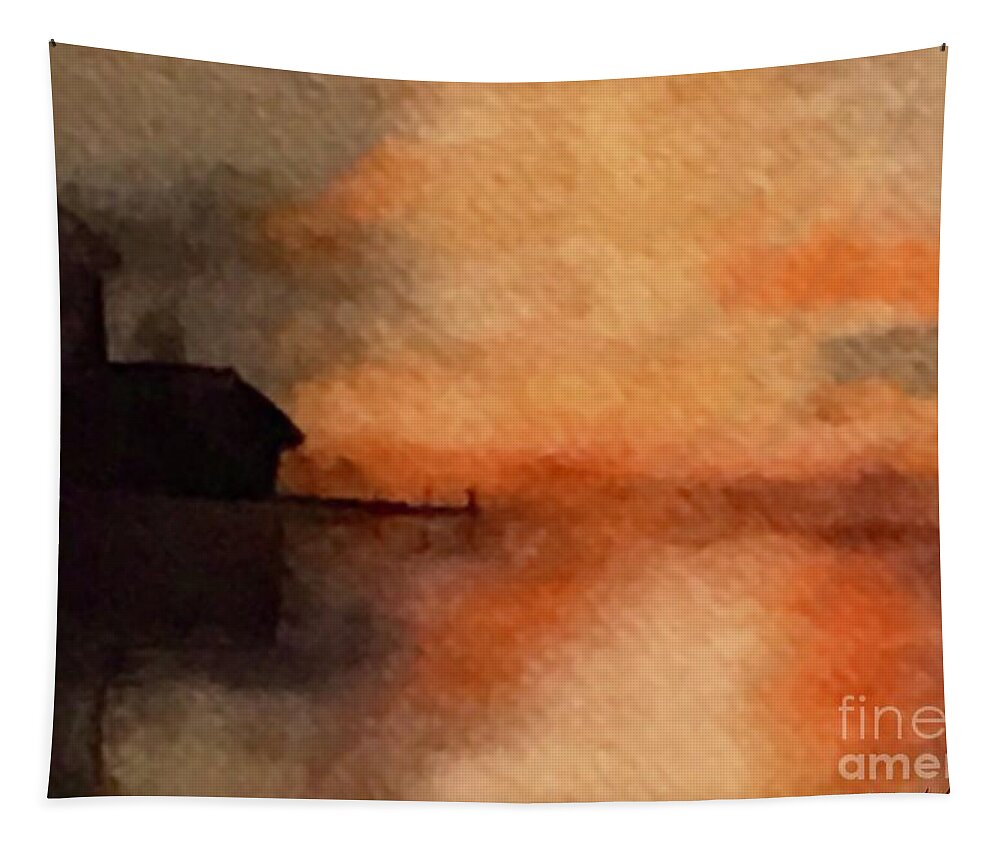 Water Seascape Watercolor Sunset Tapestry featuring the digital art Twilight by Gail Kirtz