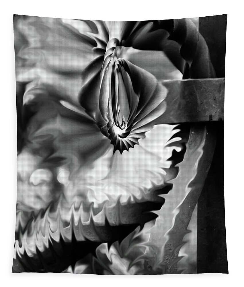 Black And White Tapestry featuring the photograph Twisted Metal by Shara Abel