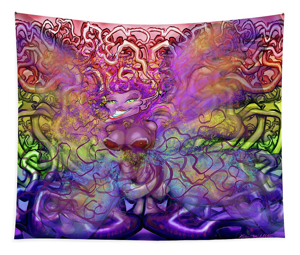 Twisted Tapestry featuring the digital art Twisted Rainbow Pixie Magic by Kevin Middleton