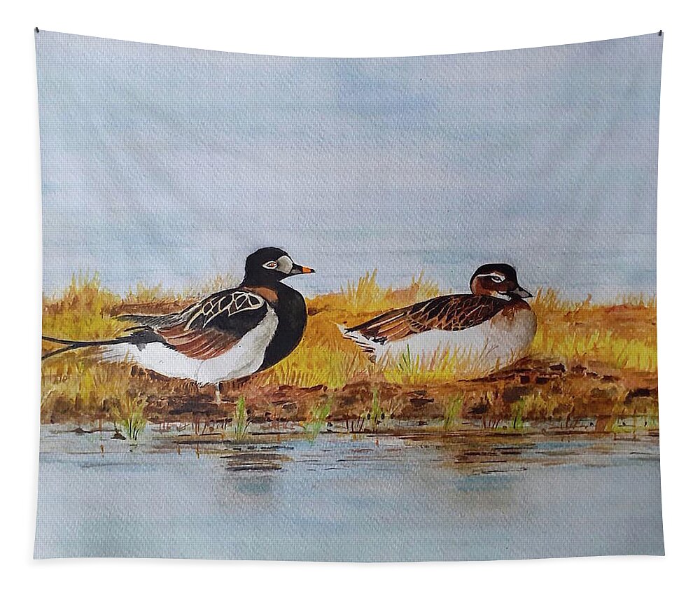 Ducks Tapestry featuring the painting Serenity by Carolina Prieto Moreno