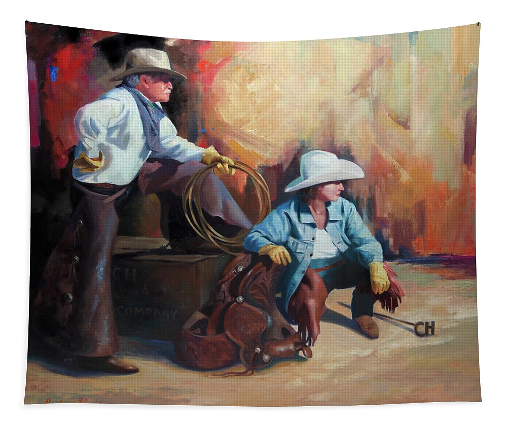 Western Art Tapestry featuring the painting Two of a Kind by Carolyne Hawley