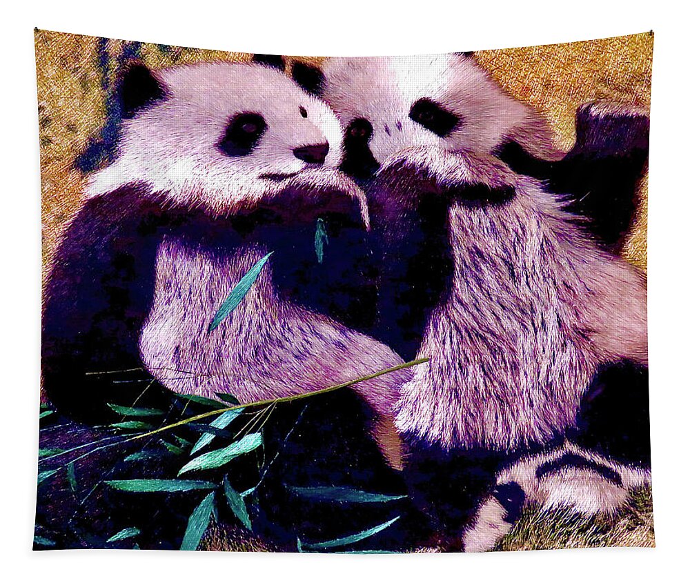 Pandas Tapestry featuring the photograph Two of a Kind by Kerry Obrist