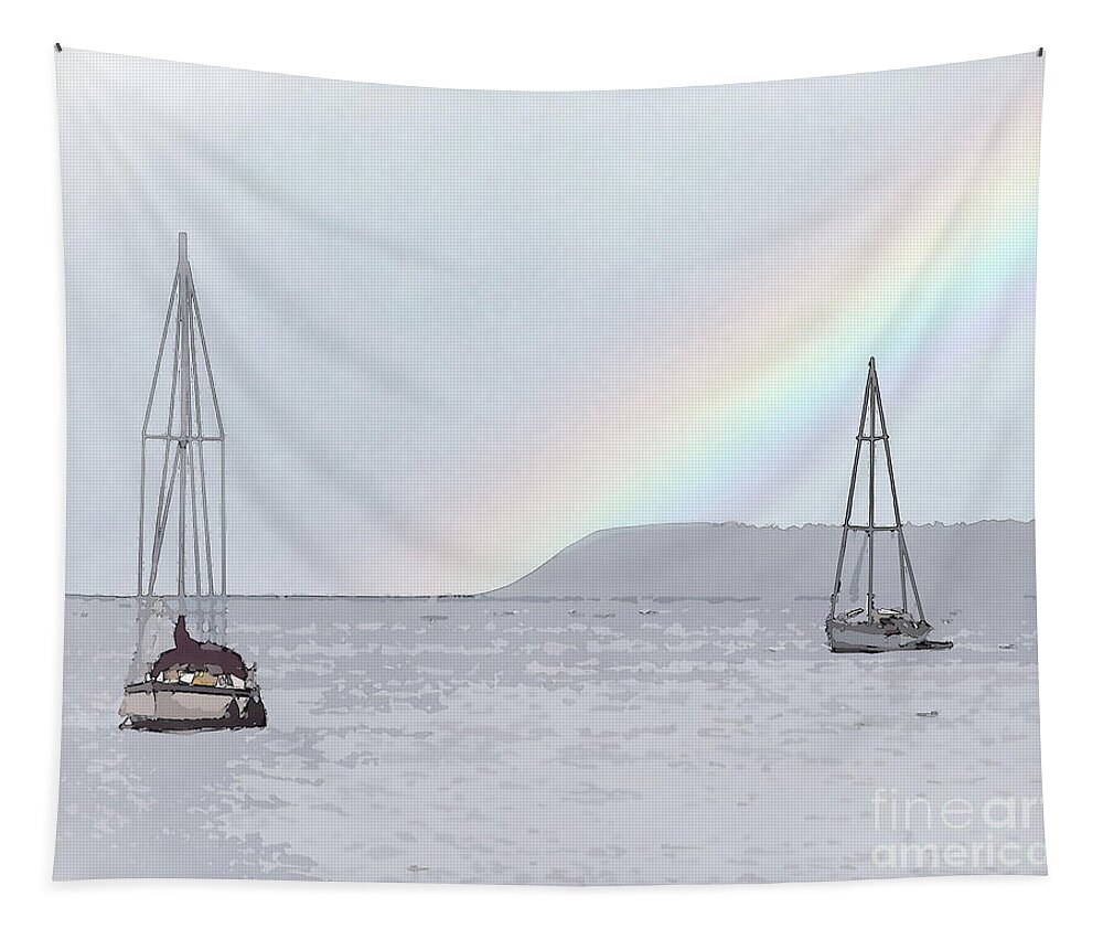 Sailboat Tapestry featuring the digital art Two Sailboats On Bellingham Bay by Kirt Tisdale