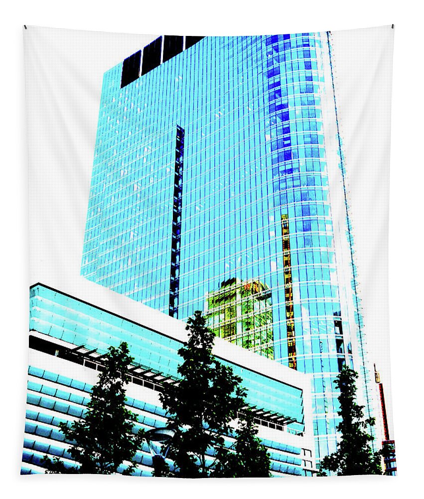 Skyscraper Tapestry featuring the photograph Two Skyscrapers In Warsaw, Poland 4 by John Siest