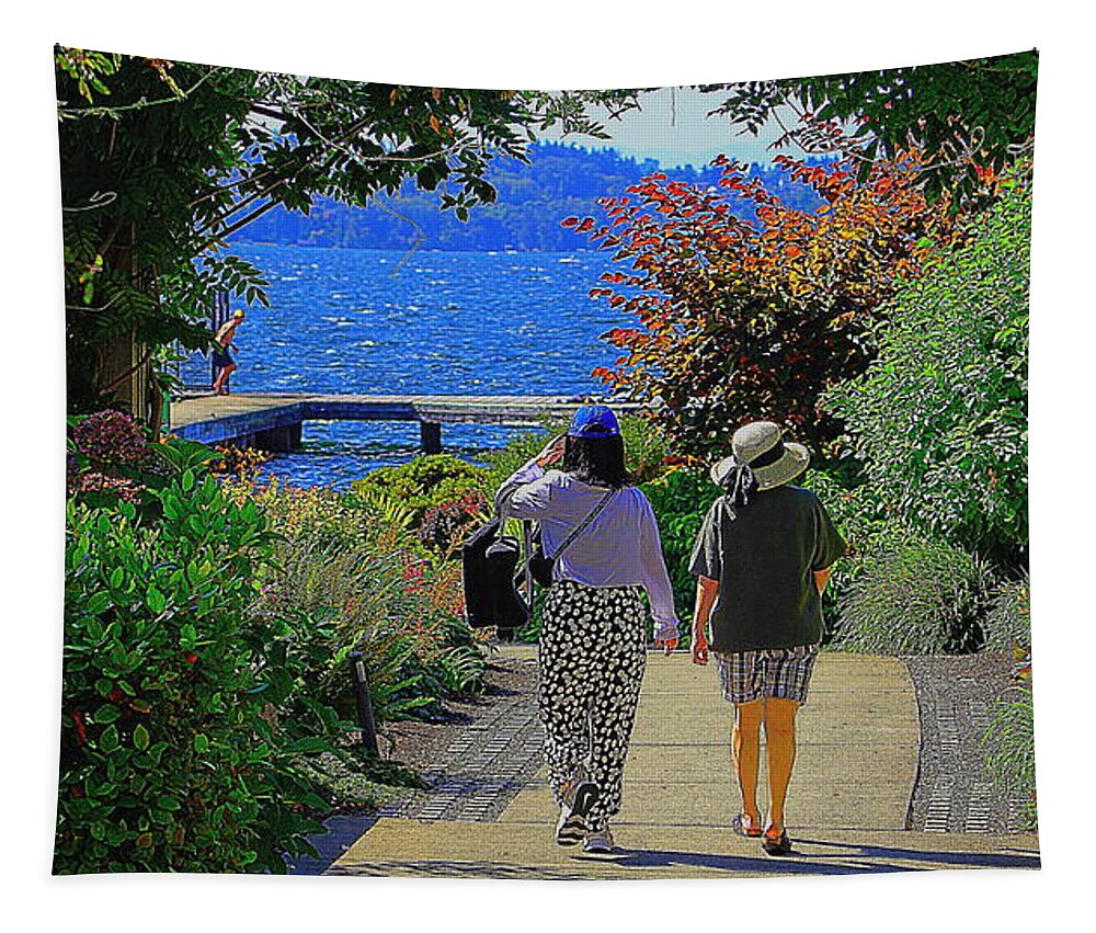 Women Tapestry featuring the photograph Two Women with Summer Hats by Sea Change Vibes