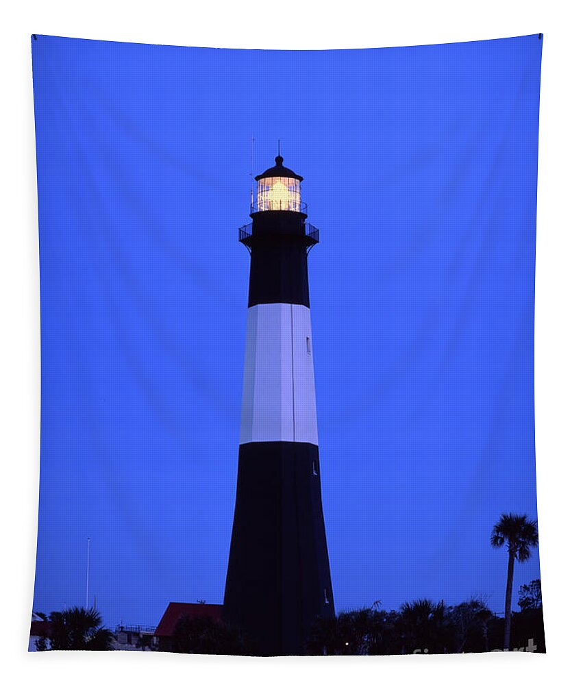 Tybee Tapestry featuring the photograph Tybee Islnad Lighthouse at Dawn - FM000131 by Daniel Dempster