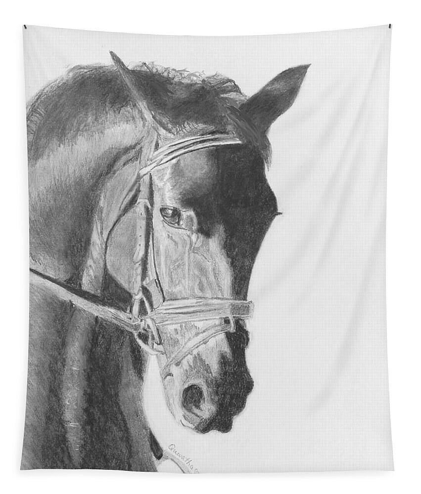 Horse Tapestry featuring the drawing Tyberius by Quwatha Valentine