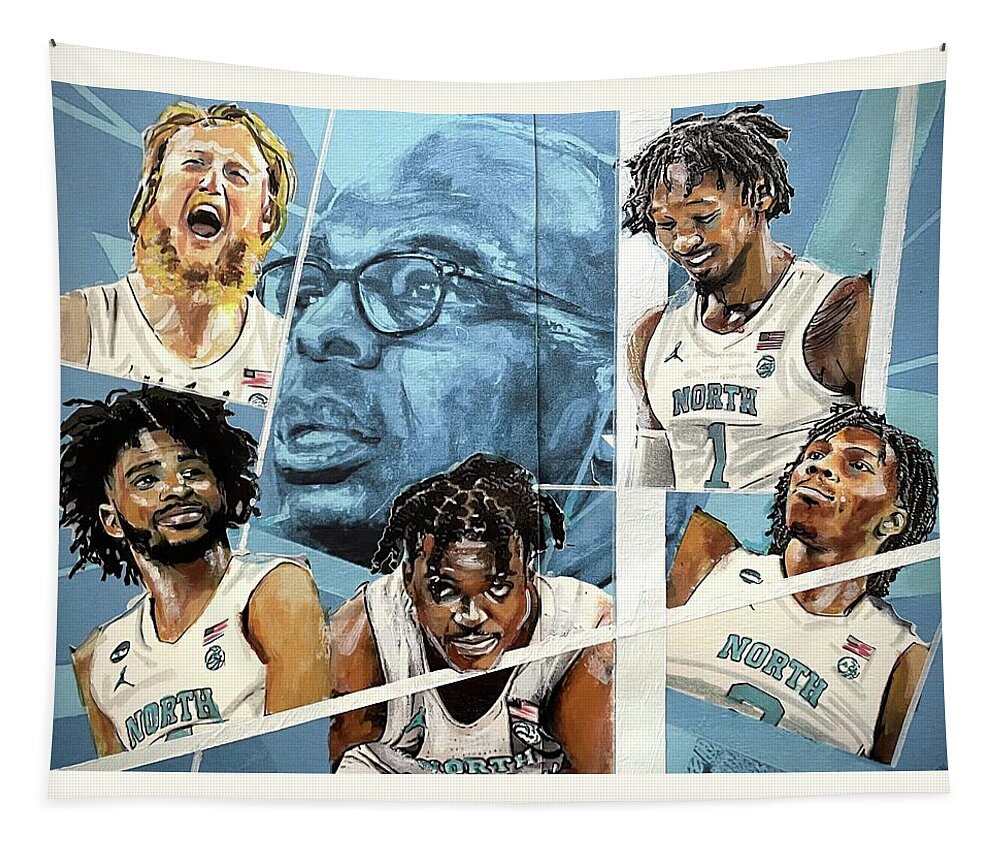 Basketball Tapestry featuring the painting UNC Tar Heels Basketball 2022 by Joel Tesch