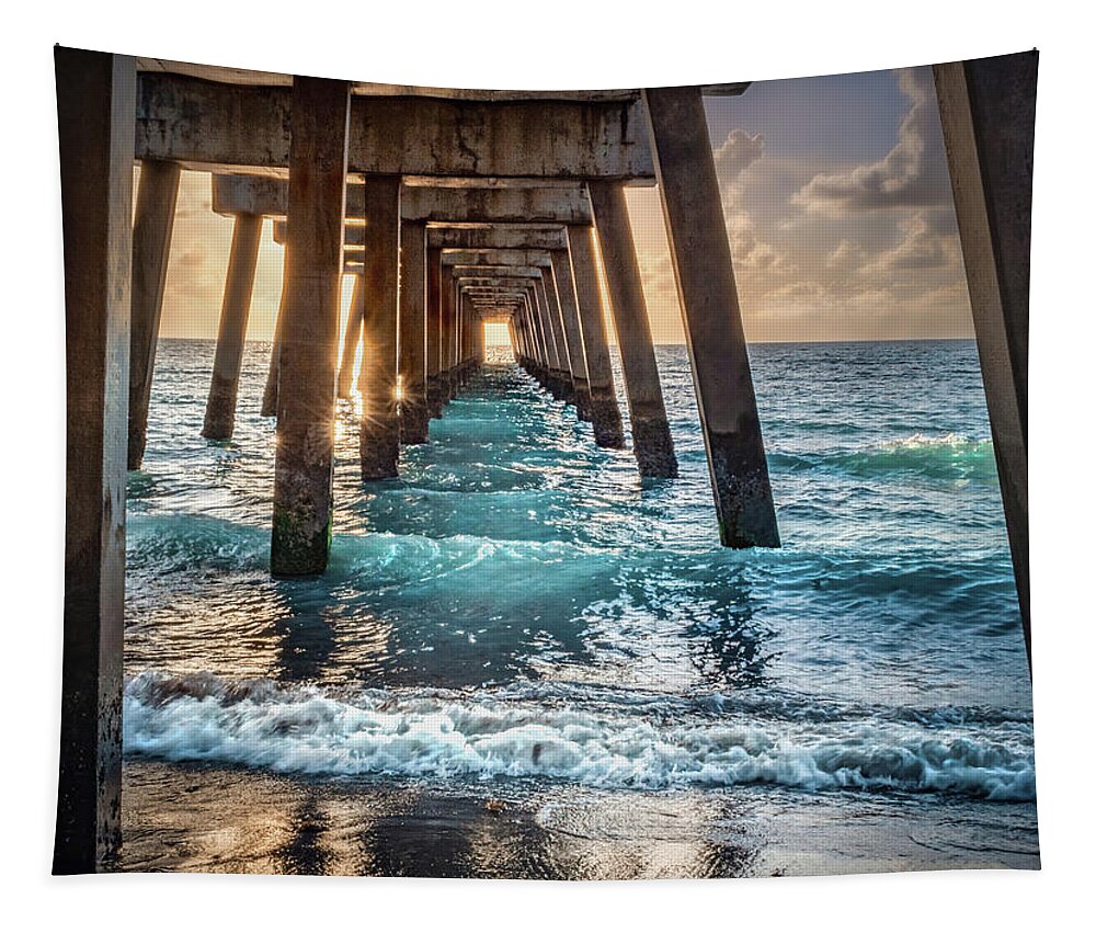Pier Tapestry featuring the photograph Under The Juno Pier by Rebecca Herranen