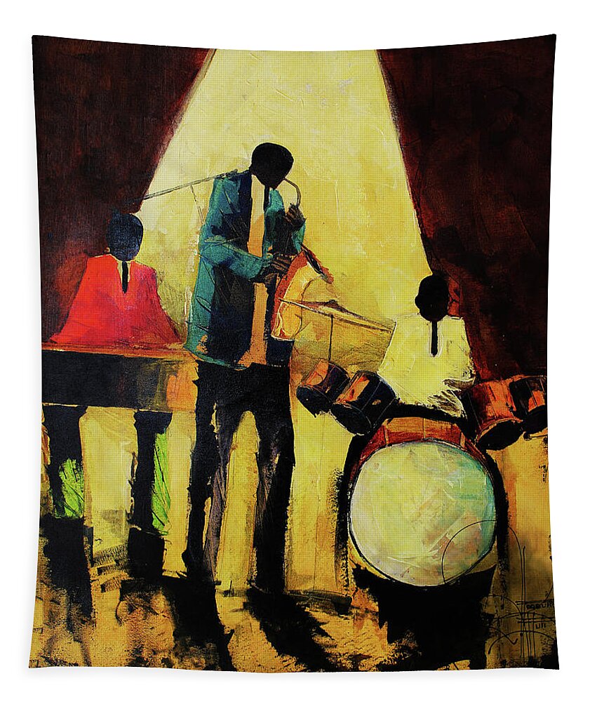 Nni Tapestry featuring the painting Under The light by Ndabuko Ntuli