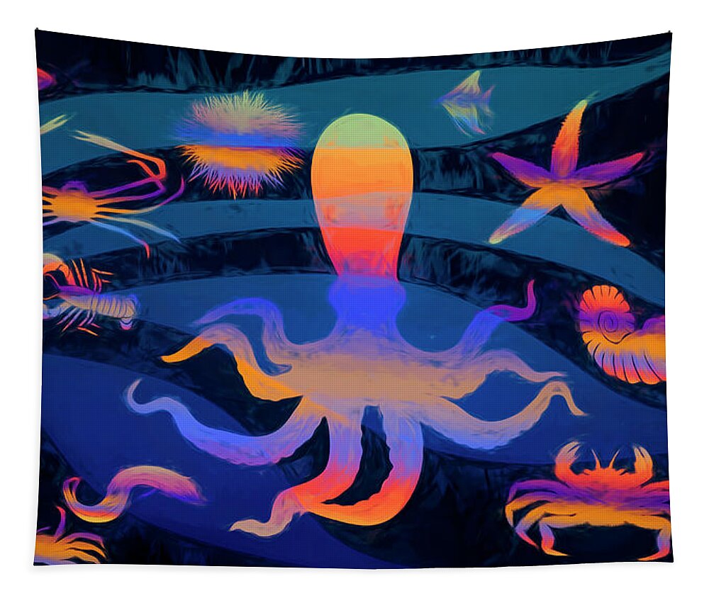 Starfish Tapestry featuring the digital art Under the Sea Artwork by Debra and Dave Vanderlaan
