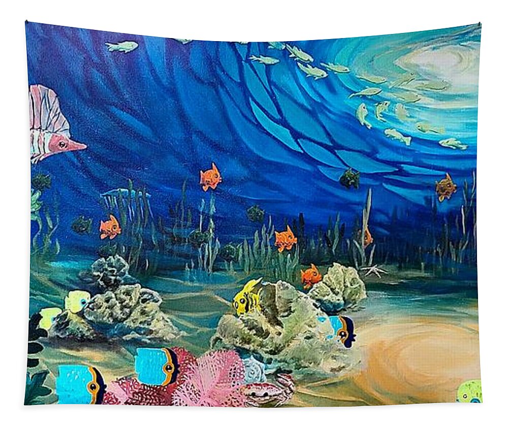 Sea Tapestry featuring the painting Under the Sea by Merana Cadorette