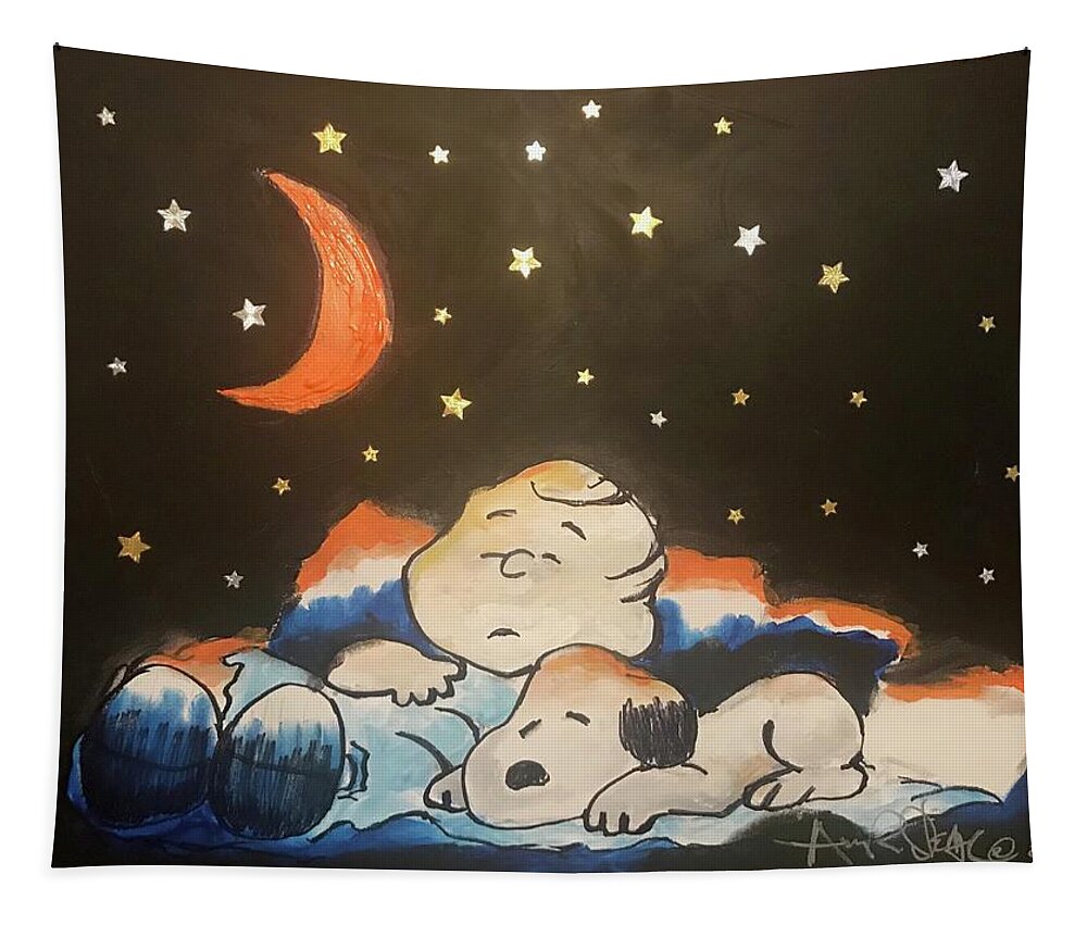  Tapestry featuring the painting Under the Stars by Angie ONeal
