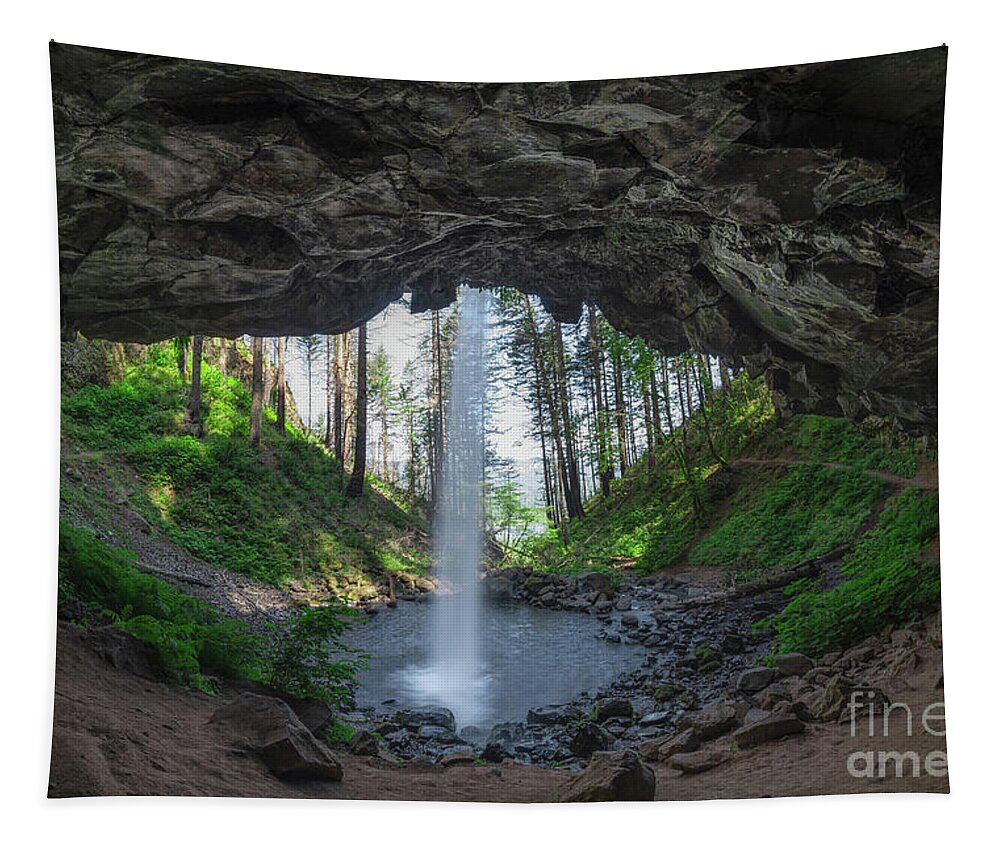 Horsetail Falls Tapestry featuring the photograph Underneath Ponytail Falls by Michael Ver Sprill