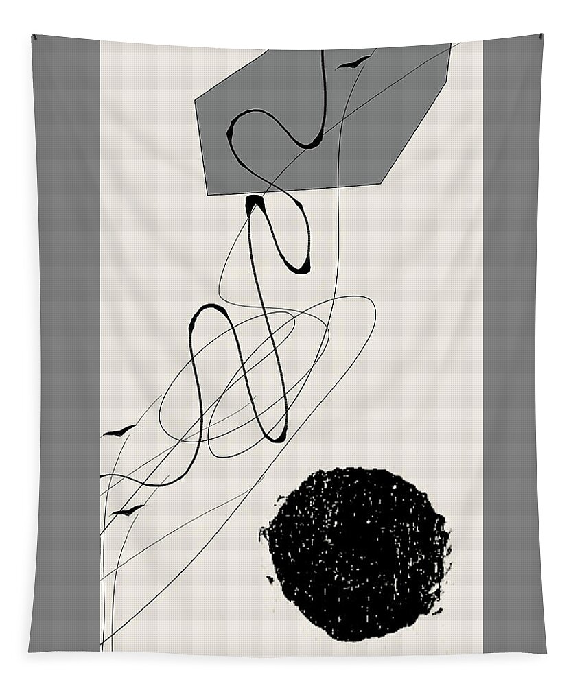 Taupe Modern Art Tapestry featuring the painting Uneven Elegance No. 8 - Black and Tan Modern Art by Lourry Legarde