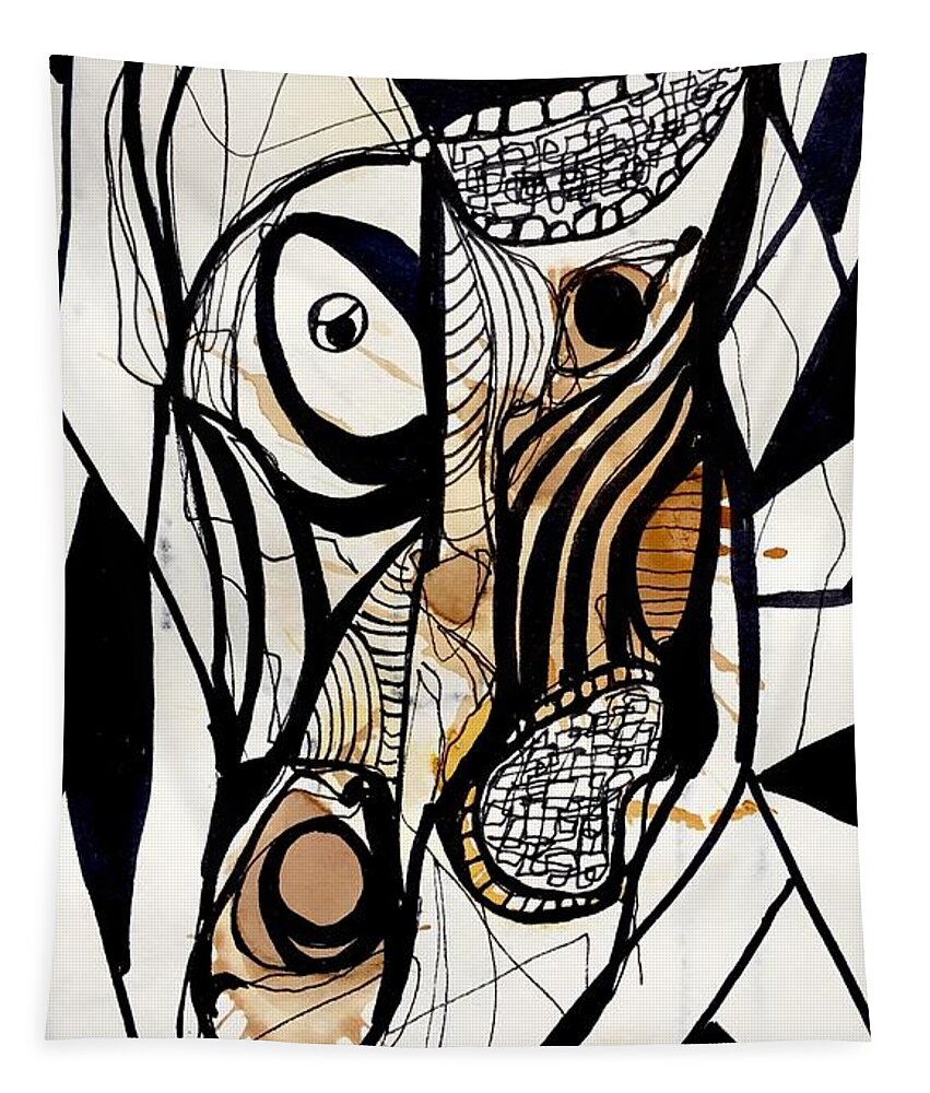 Contemporary Art Tapestry featuring the drawing Untitled #12 by Jeremiah Ray