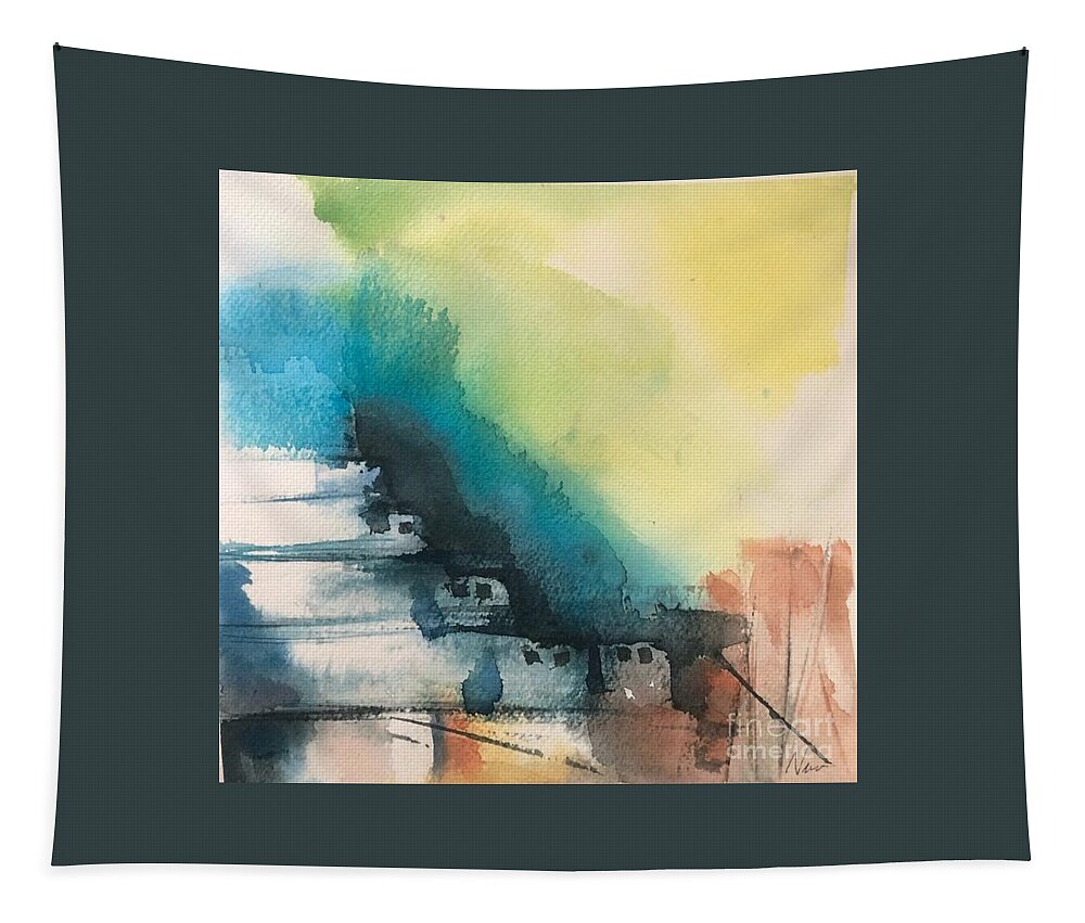 Untitled Scape Tapestry featuring the painting Untitled Scape by Nina Jatania