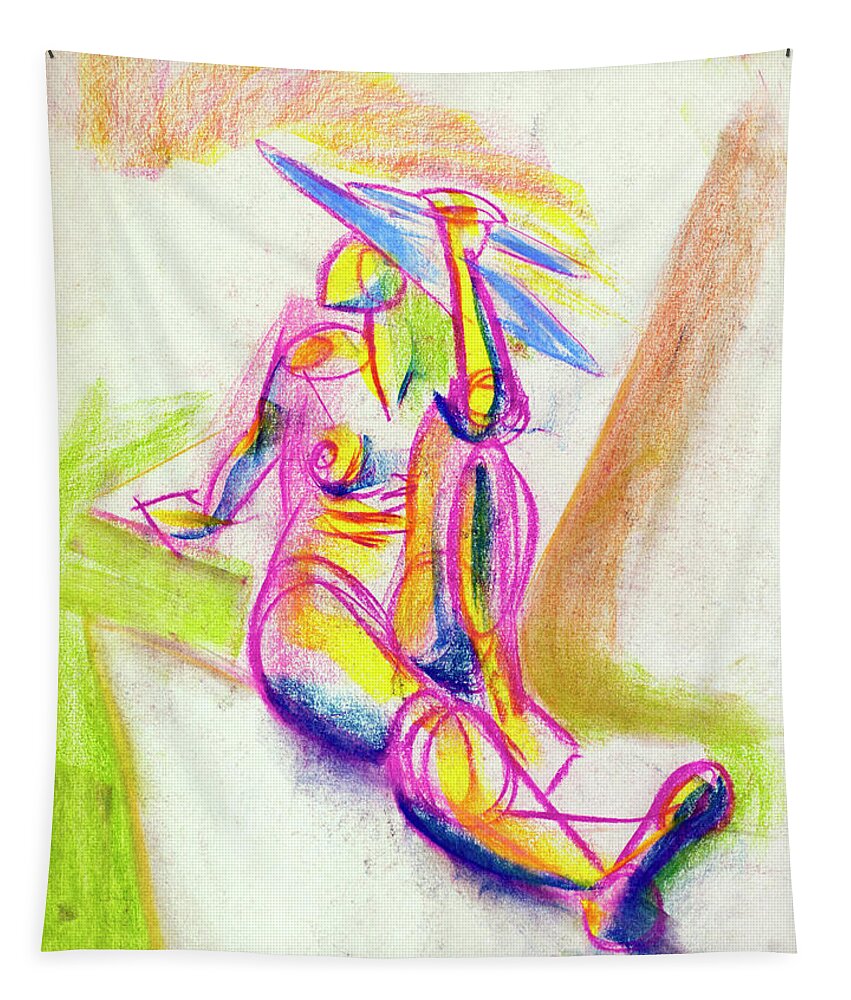 Colors Tapestry featuring the drawing Untitled_figure Study_cde by Paul Vitko