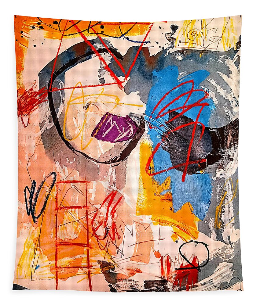 Abstract Tapestry featuring the mixed media Up is the Only Way by Janis Kirstein